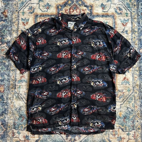 Vintage Big Dogs Racing All Over Print Button-up Shirt - Picture 1 of 4